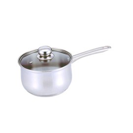 Culinary Edge Saucepan with Glass Cover, 1-Quart, 1 qt, Stainless Steel