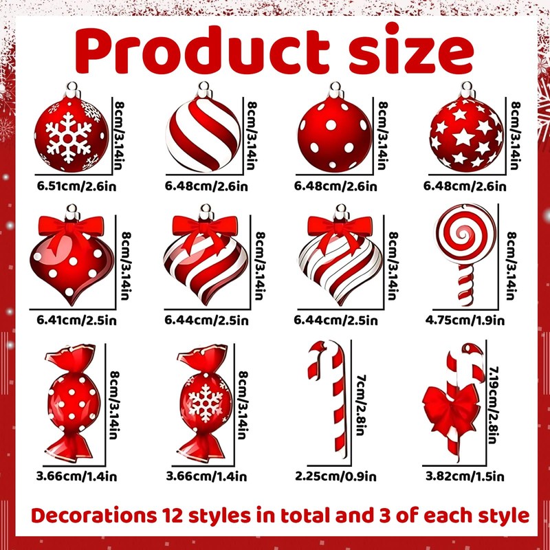 36 Pcs Candy Cane Lane Christmas Decorations,Candy Cane Christmas Decorations,