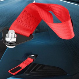 EVGATSAUTO Car Tow Strap, Universal High Strength Racing Car Tow Rope for Front Rear Bumper Tow Hook (Red)