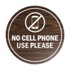 Signs ByLITA Circle No Cell Phone Use Please Sign (Walnut)