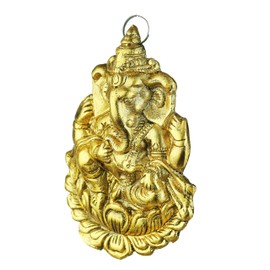 Ganesha Wall Hanging Metal Ganesh Statue Under Flower Sculpture Idol Indian Traditional Festival Decoration Wall Hanging Décor Antique Ganpati Statue Home Entrance Temple Puja Home Decor(Size:-8"X7")