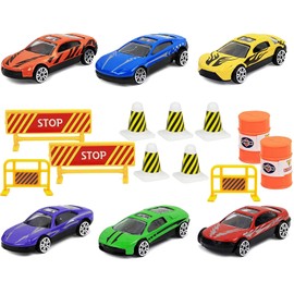 Click N' Play Transport Car Carrier Truck, Loaded with Cars, Road Signs & More. Holdup To 28 Cars. Jumbo 22" Long , Black