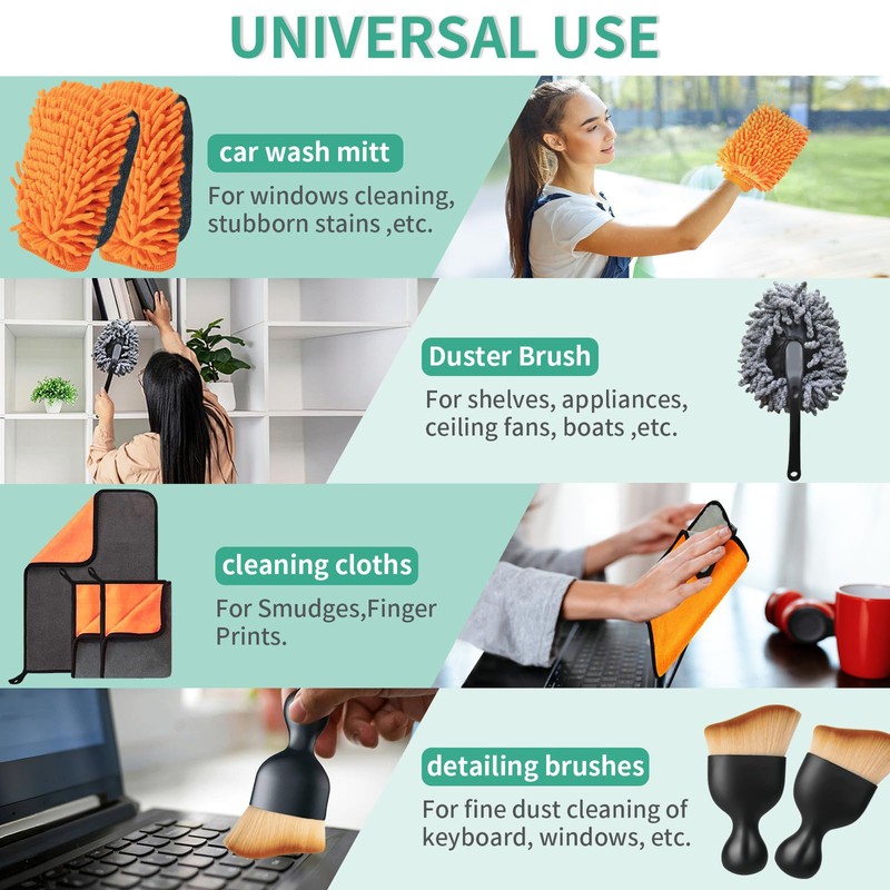 8 Pcs Car Washing Cleaning Kit, 2 Car Wash Mitt