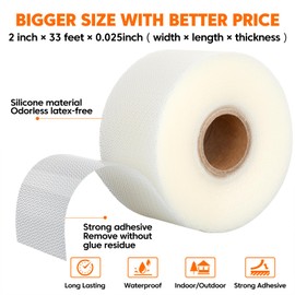 InfiOne Anti Slip Grip Tape – Silicone Duct Tape Ultra-Thin Bat Grip Tape for Secure Hold & Friction,Ideal for Stairs,Rugs,Tennis Racket,Tool Handles,Baseball Bat,Bike Handlebar(Clear, 2in x 33ft)