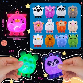 ChildFun Light Up Animal Pop Fidget Toys, 12 PCS Silicone Suction Toys, Glow Party Favors for Kids, Goodie Bags Stuffers, Birthday Gifts, Bulk Toys Prizes, Classroom Prizes