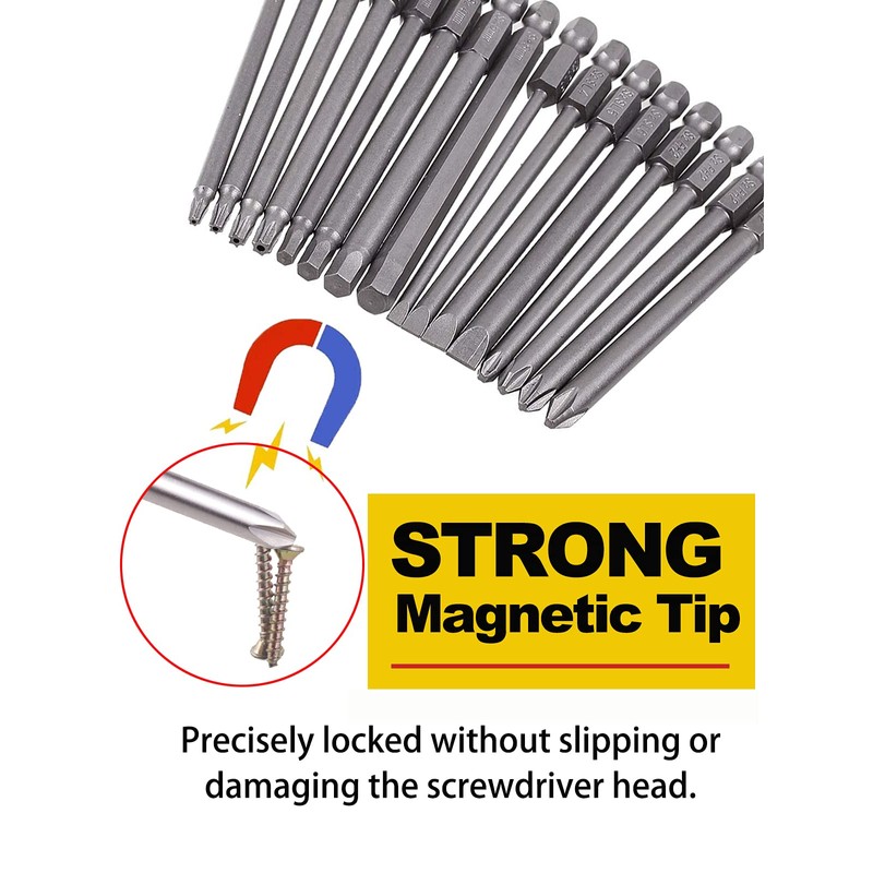 Rocaris 16 Pack 1/4 Inch Hex Shank Long Magnetic Screwdriver