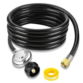 12FT QCC1 Low Pressure Propane Regulator with Hose, Universal Propane replacement Hose with Regulator for LP Gas Grills, Heaters, Fire Pits, 3/8 Inch Female Flare