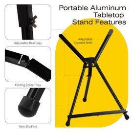 Bianyo Adjustable Aluminum Easel Stand – Lightweight, Foldable Display Stand for Canvas, Paintings, Books, Photos – Portable Tripod with Carry Bag, Indoor & Outdoor Use, Holds Up to 10 lbs (1)