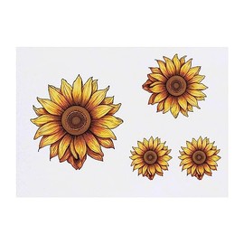 4 x 'sunflower' Temporary Tattoos - Water Resistant, Skin-Safe, Non-Toxic Transfers, Mixed Sizes (TO00061506)