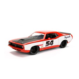 Big Time Muscle 1:24 1973 Plymouth Barracuda - Coche Fundido a presión, Juguetes para niños y Adultos (Naranja)
