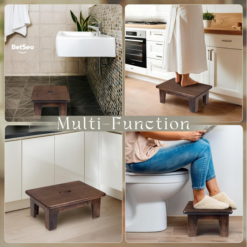 Wooden Step Stool (16.5" D x 12" W x 6.5"