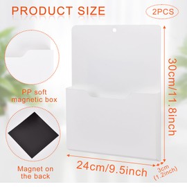 Wisebom Magnetic File Holder, 2 Pieces, Magnetic Paper Holder, Document Holder, Office Supplies, Storage, A4 Papers, Notebooks, Organiser for School, Office, Home, Fridge (White)