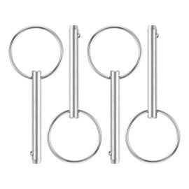 sourcing map 5Pcs 6mmx38mm Quick Release Pins, 316 Stainless Steel Marine Hardware for Marine Mountain Seat, Ship Outfitting, Shipbuilding, Silver