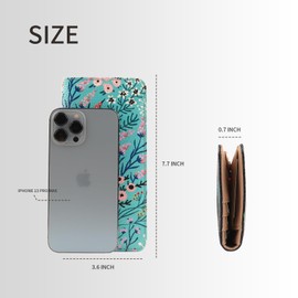 ANFUMAN Rfid Slim Wallet for Womens Thin Card Holder Travel Wallet Bifold Clutch Long Ladies Billfold Floret