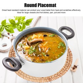 Woven Round Place Mats, Round Woven Place Mats, Natural Rattan Weave, Hot Insulation, Place Mat for Large Vessels, Hot Dishes, Pan Pot, Heat-Resistant, Non-Slip (16 cm), Round