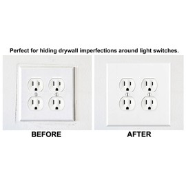 OVERSIZED Metal 2 Gang Outlet Cover, OVERSIZE Jumbo Electrical Outlet Cover Plate, Socket Cover for Outlets, Outlet Wall Plate, Two Gang White Wall Plug Cover - Made in USA, UL Listed, 5.5" x 5.5"