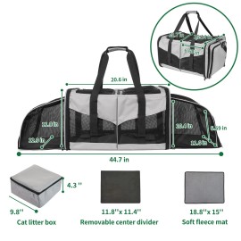 Inrlkit Cat Carrier with Litter Box - Cat Carrier for 2 Cats, Portable 2-in-1 Double ...