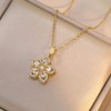 NUEAYMS Rotating Bauhinia Zircon Flower Pendant Collarbone Chain Temperament Simple