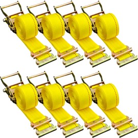 VEVOR E-Track Ratchet Strap, 8 Pack 2" x 15'Polyester Tie-Down Rachet Straps，4400 lbs Cargo Tie-Downs,E-Track Spring Fittings，Durable Tie-Downs for Motorcycles, Tire, Trailer Loads