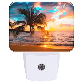 AKKAVNIA Tropical Sea Beach Night Light Plug-in Wall Decorative Night Lamp with Dusk to Dawn Sensor Led Night Light Bedroom Kitchen Hallway Stairs Wall Lamp