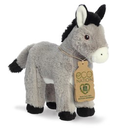 Aurora® Responsibly Made Eco Nation™ Donkey Stuffed Animal - Ideal for Playtime Adventures - Perfect for Birthdays or Just Because - Gray 11 Inches
