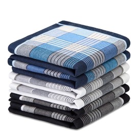 Men's Soft Cotton Handkerchiefs with Elegant Pattern in Assorted Color, Fine 17 inches Large Hankies Pocket Square