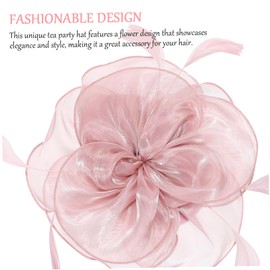 Baluue Pink Fascinator Headband for Women Elegant Bridal Hair Accessory with Flower Design Comfortable Soft Fabric Wedding Tea Party Cocktail Hairpiece