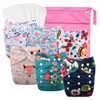 babygoal Reusable Cloth Diapers for Girls, Adjustable Washable Nappy 6pcs+