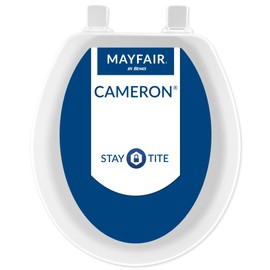 Mayfair Cameron White Toilet Seat, Non Slip Heavy Duty Wood, Easy Clean, Round