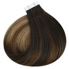 Ugeat Tape in Extensions Brown Balayage Seamless Tape in Hair