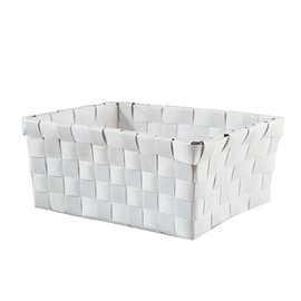 MSV Storage Basket, Storage Basket, Storage Box, Organiser, Bathroom Basket, 19 x 14 x 8 cm, White