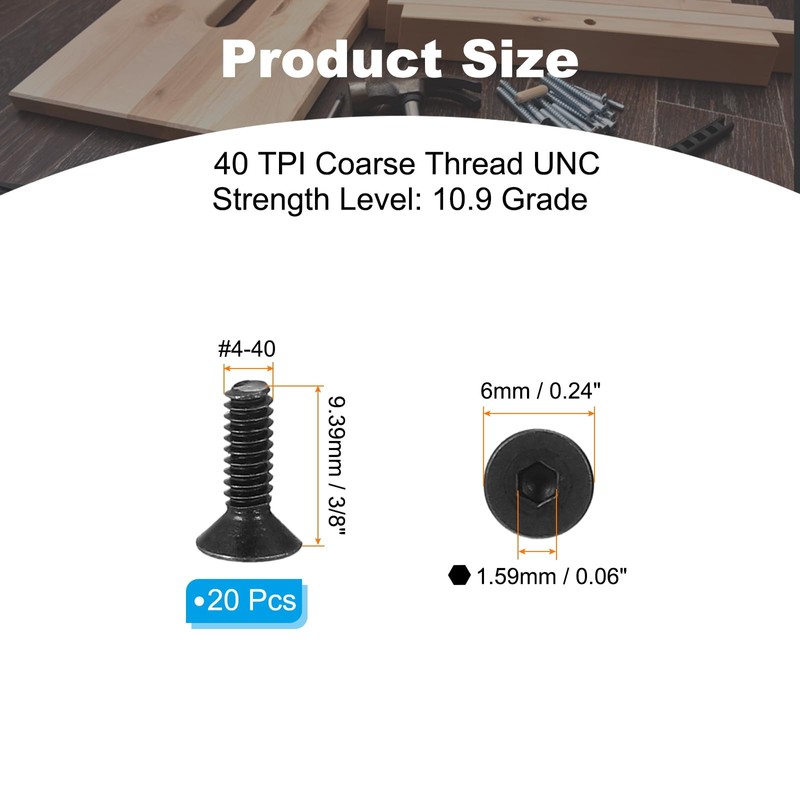 PATIKIL #4-40 x 3/8 Inch Flat Head Socket Cap Screws,