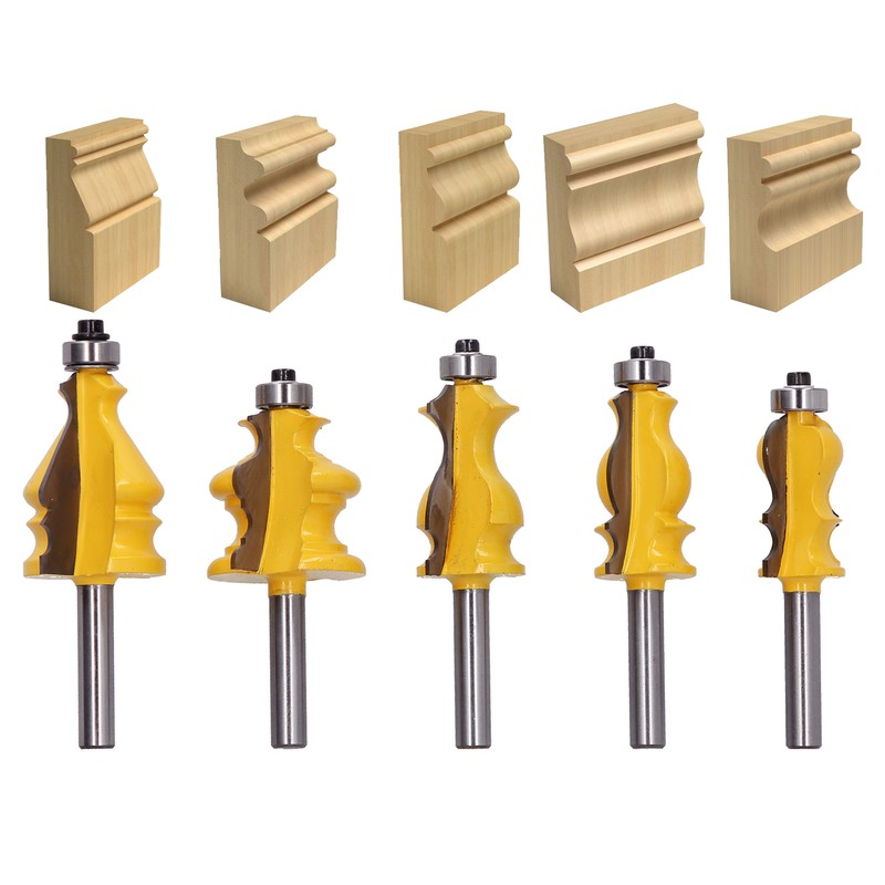 5Pcs/Set Router Bit Tenon Wood Milling Slot Cutter with 8mm