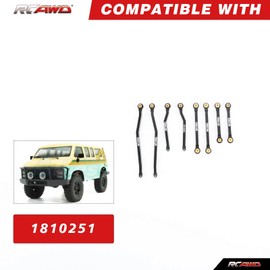 RCAWD CR18P High Clearance Tie Rods Set RC Linkage for 1/18 Hobby Plus Rock Van, Trail Hunter, EVO Harvest, FUR-2411 Upgrades Parts (Black)