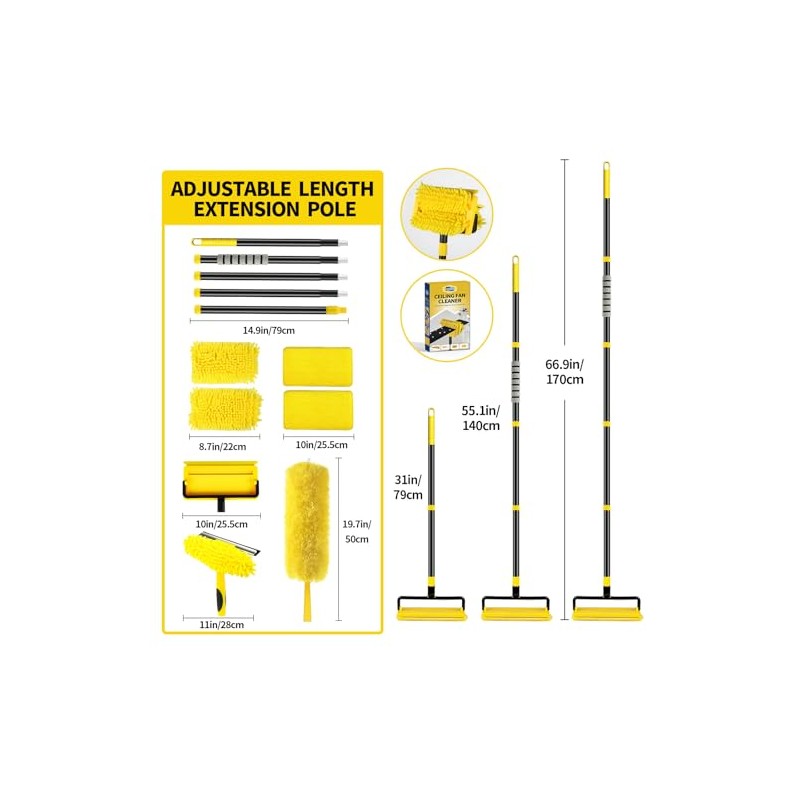 Multi-Functional High Ceiling Fan Cleaning Tool Set