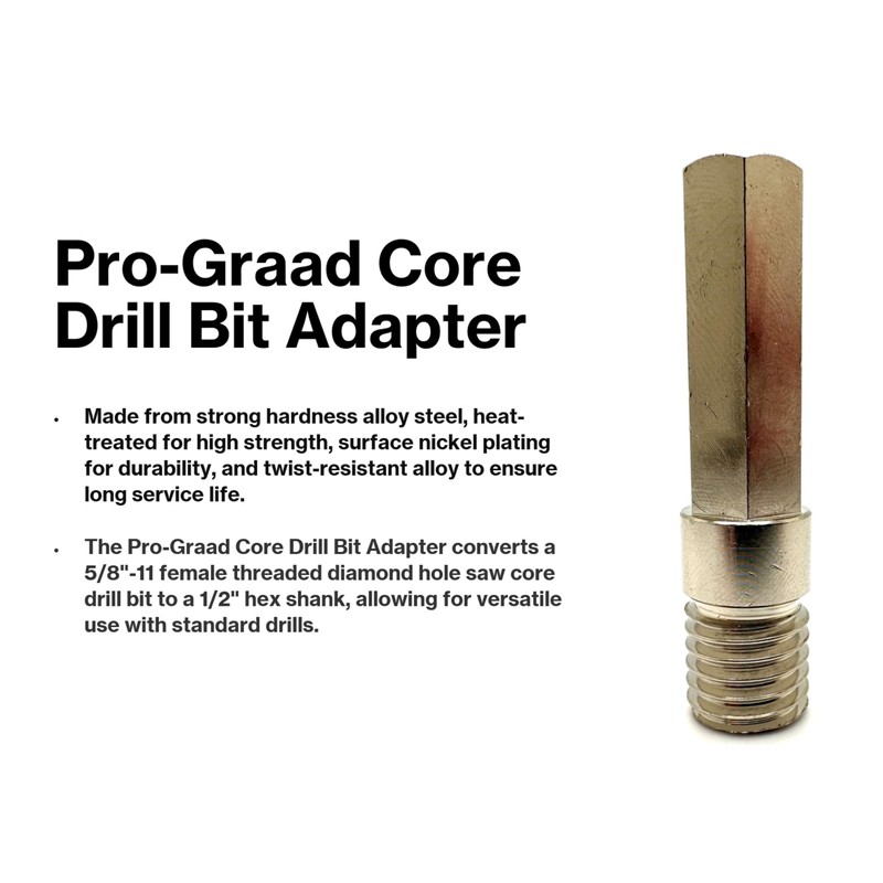 Pro-Graad Core Drill Bit Adapter 5/8"-11 Thread to 1/2" Hex