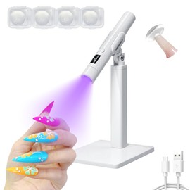 Handheld UV Light for Nails, Rechargeable Portable UV Nail Lamp, Mini Nail Dryer LED Light with 2 Timer Modes and Magnetic Stand, LCD Screen, Quick Curing, Suitable for Home DIY