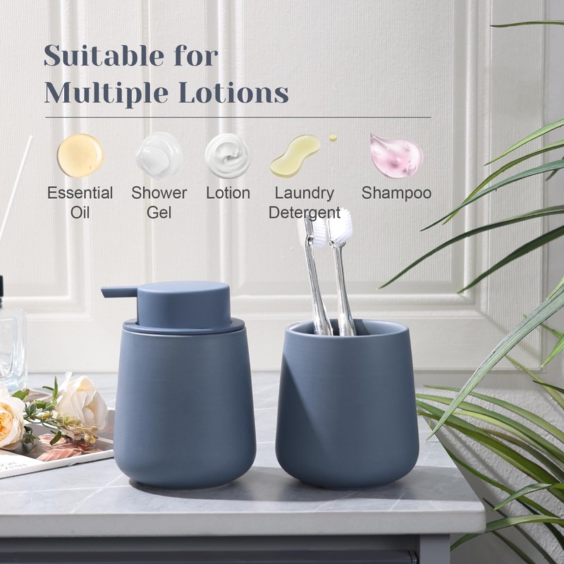 INGOFIN Ceramic Lotion Dispenser - 12oz Refillable Hand Soap Dispenser