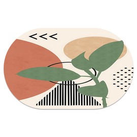 IMAYONDIA Diatomaceous Earth Bath Mat,Modern Abstract Flowers Oval Soft Wrinkle Free Bathroom Floor Rugs Non-Slip Volume Super Absorbent Fast Drying for Bathroom Kitchen Door mat(50cm×80cm)