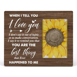 HOIJAUMAI I Love You Husband Wife Couples Boyfriend Girlfriend Wood Picture Frame Gift for Birthday Anniversary, Romantic Quote Wooden Photo Frame Tabletop & Wall Mounting, Display Photo 4x6 inch