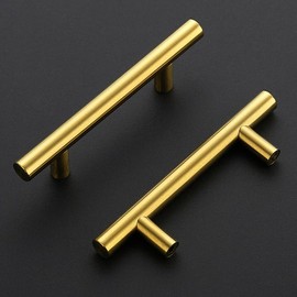 Ravinte Pack of 15 Gold Furniture Handles, T Bar Handles for Kitchen Cabinets, 76 mm Hole Centre, Cabinet Handles, Rustproof Stainless Steel Furniture Door Handles