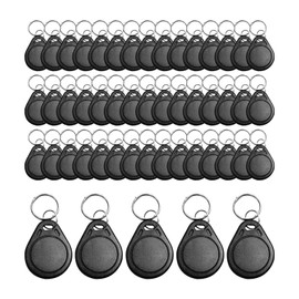 RFID Key Fobs 125KHz 50 PCS, T5577 Proximity ID Tag Rewritable Keypad Card Door Lock Entry Access Control System Fob Tag Wholesale (Black)