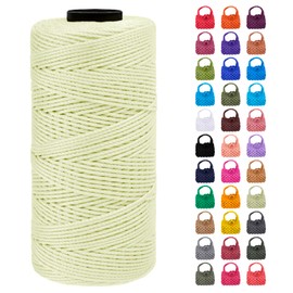 LEREATI Braided Macrame Cord 1.5mm x 218yards Polypropylene Rope Polyester Rope Yarn Crochet Thread, Macrame String for DIY Crafts Bag Knitting Plant Hangers Home Decorations (Light Yellow)