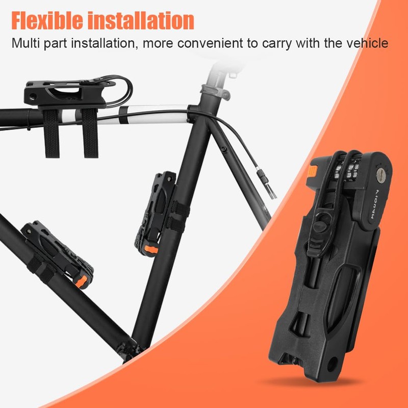 Flintronic Folding Lock, Bicycle Lock Combination Lock with 4-Digit Code,