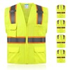 SHORFUNE 5 Pack High Visibility Mesh Safety Vest with 10