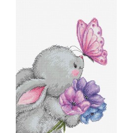 Luca-S Cross Stitch Kit, Rabbit and Butterfly, Embroidery Kit, B1235