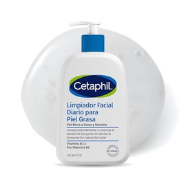 Cetaphil Gel Limpiador Facial Piel Grasa y Mixta, Limpieza Profunda sin Resequedad con Niacinamida y Pantenol, Control de Brillo y Poros, 237 ml