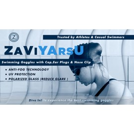 ZAVIYARSU Adult Swimming Goggles, No Leaking, Anti-Fog, UV Protection, Polarized Lens swimming goggles adult men and Women with Nose Clip, Earplugs and Swimming Cap