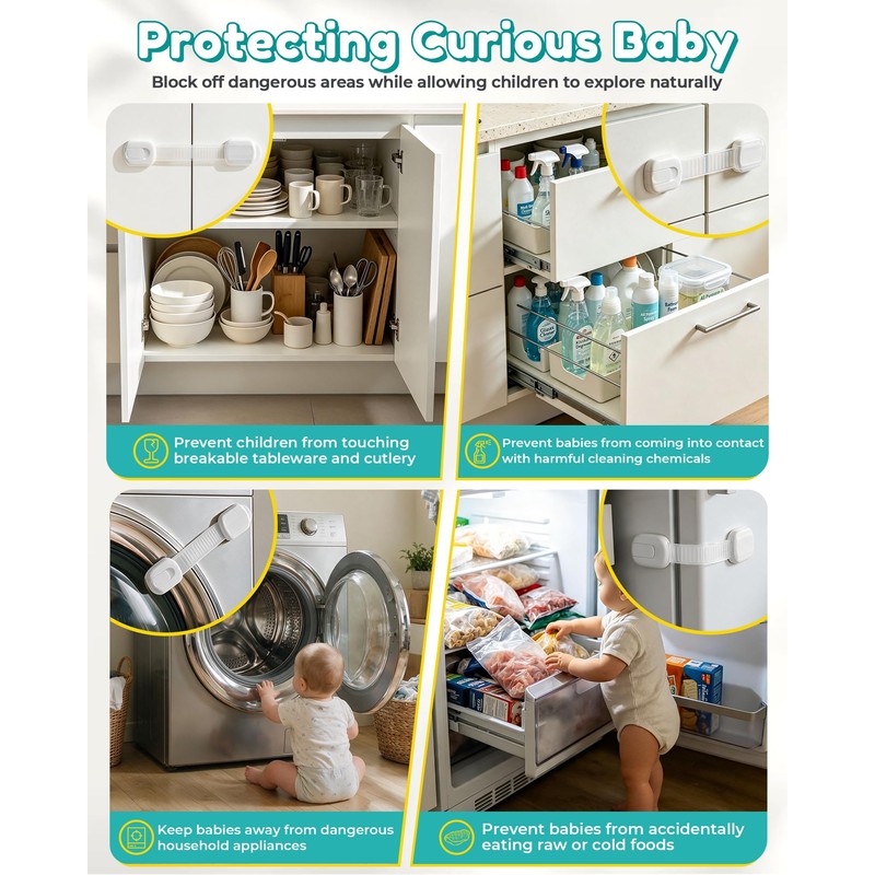 Cabinet Locks Baby Proofing - 14 Pack Child Safety Latches