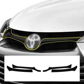 BOGAR TECH DESIGNS Middle Front Chrome Delete Overlay Film Compatible with Toyota Camry 2015-2017, Gloss Black
